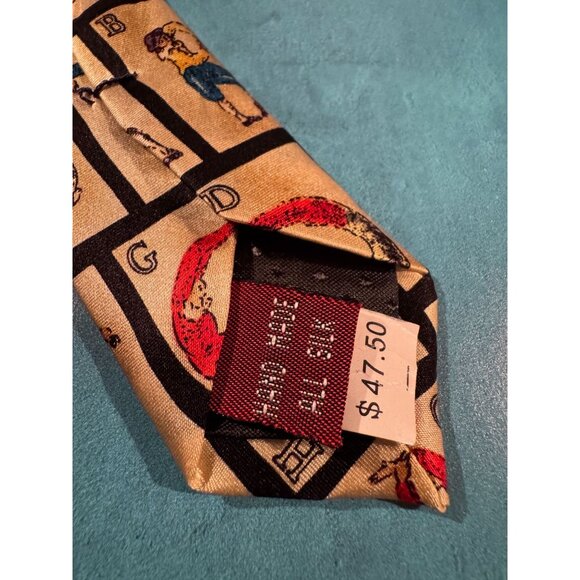 Vintage Museum Artifacts Tie ALL SILK with tag– 18th Century Colonial Alphabet ( - Picture 4 of 9